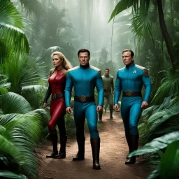 badass Star Trek in the jungle, an away party with two men and a woman