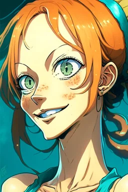 A portrait of Nami, from One Piece anime