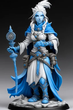 young female genasi life domain cleric blue skin