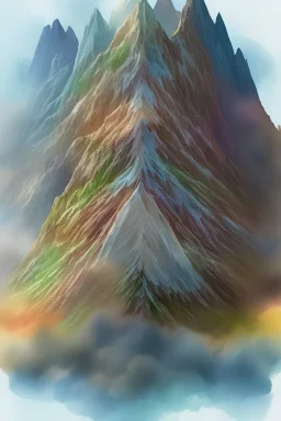 watercolor of a book turning into a mountain with a hiker