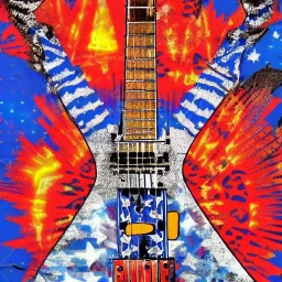 PEACE electric guitar PEACE psychedelic hippie trippy acid LSD PEACE GUITAR peacesign AMERICAN FLAG