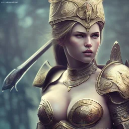 portrait of a warrior with godddes beautiful girl themed armour, extremely detailed, UHD, 8k,macro lens, perfect position,hyperphotorealistic, unreal engine 5, octane render