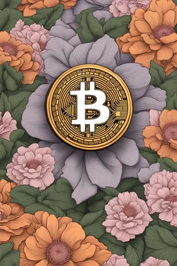 Bitcoin cryptocurrency alone are in the full blooming flowers