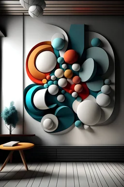Abstract felt art on the wall 3 D structure and light color
