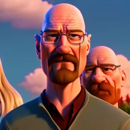 Walter White and his family, 8k, realistic face, with a fedora, sunset background, zombies.