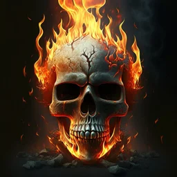 fiery skull