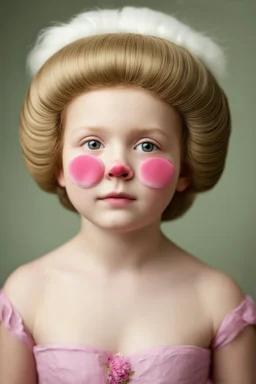 Young anastasia, large white beehive hair, rosy nose, autochrome