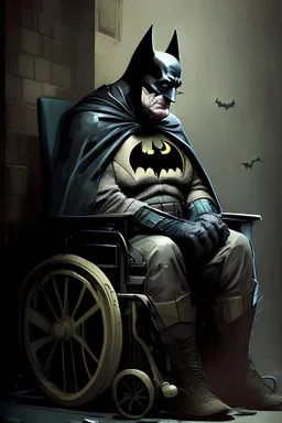 batman old sitting in a wheelchair