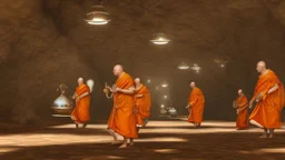 monks in a cave