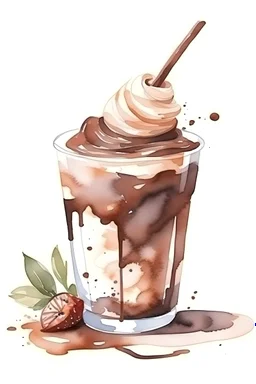 watercolor drawing chocolate smoothie