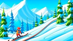 Fantasy cartoon style: downhill ski piste