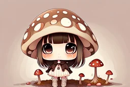 cute chibi girl as a mushroom