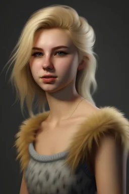photorealistic, blonde, fluffy crop top, teen