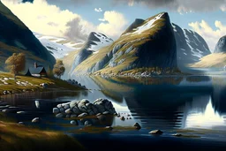 landscape, Norway, detailed, high definition, quality, painting