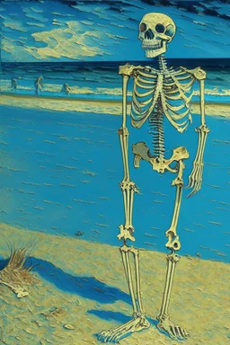 skeleton on a beach by van gogh