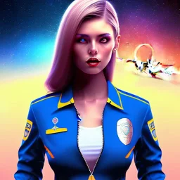 lady cop top in space