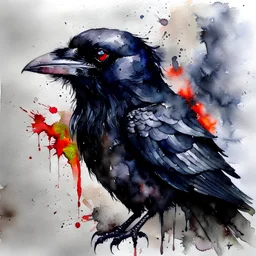کلاغ . نقاشی آبرنگ