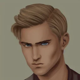 Detailled man with dark brown eyes and blond hair