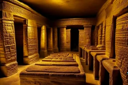Tombs of kings of ancient civilization, many golden objects. pomp A huge splendor is the ancient Tomb of Kings in the depths of the earth