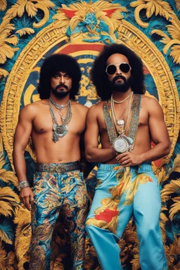 young Cheech and Chong as Versace icons