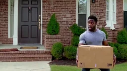 Tyrone suspiciously takes small delivered package from porch