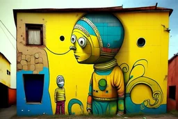 Street art in the style of Os Gemeos