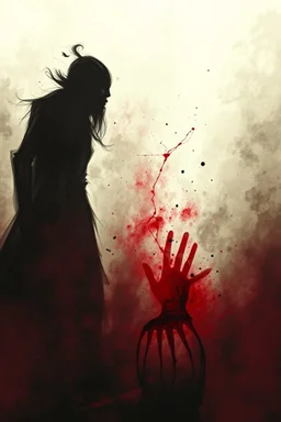 a chaotic, abstract image of two shadows preparing to fight to a bloody death