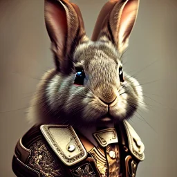 portrait of a steampunk rabbit, extremely detailed, UHD, 8k,The close-up camera effect,sharp focus, perfect position,hyperphotorealistic