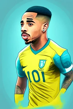 Gabriel Jesus Brazilian football player ,cartoon d2