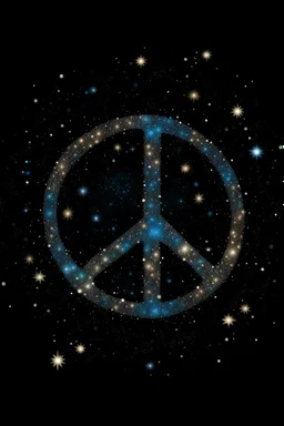 Peace symbol made of stardust and stars