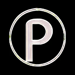 logo with the letter p, graphic, black and white