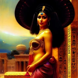 Drawing of beautiful face,busty 'cleopatra',throne,hieroglyphics,balanciaga fashion clothe painting by gaston bussiere, greg rutkowski, yoji shinkawa, yoshitaka amano, tsutomu nihei, donato giancola, tim hildebrandt, oil on canvas, cinematic composition, extreme detail,fit full head inside picture,16k