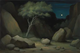 trees, night, rocks, mountains, hans am ende, and henry luyten impressionism paintings