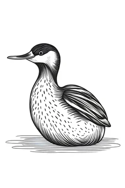• Simple on line draw for kids of a cute tiny cartoon 'Common Loon' inolated on white, white background, without color, black and white, full image