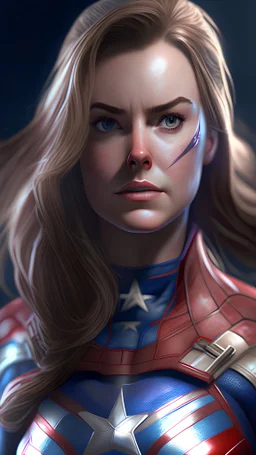 captain america become beautiful girl , ultra realistic, 4k, ultra detail, full body