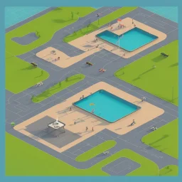 isometric architecture illustration flat design of a skate park