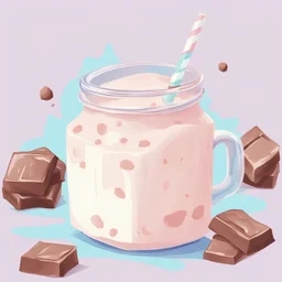 Choccy Milk illustration, pastel quad, vector art, cute and quirky, fantasy art, watercolor effect, digital painting, low poly, retro aesthetic, character centric, 4k resolution, white background