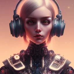 Extremely detailed and elaborate cyborg girl with big eyes art by Ilya Kuvshinov with an intricate metal shield. Sci-fi futuristic fantasy realistic visually stunning deep colors colorful 4k 8k IMax CryEnginecyborg girl with big eyes white hair with headphones art by Ilya Kuvshinov