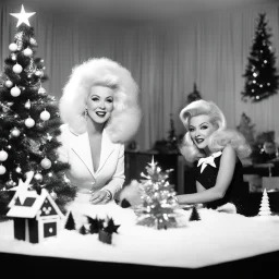 Cindy lauper and marilyn preparing Christmas, 1960’s stop-motion animation style