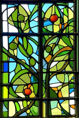 Simple Stain glass of olives and vines