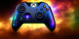 shiney xbox elite controller slick design. nebula backround . sunflare . centered