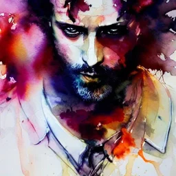 fire, flames, rugged man, watercolor illustration by <agnes cecile> <Yoji Shinkawa>, natural tones, ornate and intricate detail , soft smooth lighting, soft pastel colors,