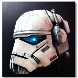 photorealistic at-at pilot helmet with weathered painting , illustration on coarse canvas by <agnes cecile> and <Yoji Shinkawa>, ornate and intricate details , soft smooth lighting, ultra detailed concept art,