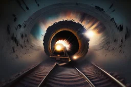 A train going into blackhole.