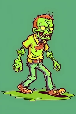 zombie sleeping, while walking cartoon style
