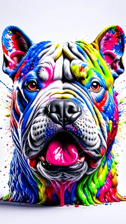 Splash art, a american bully head, ((white background)), roaring, epic Instagram, artstation, splash style of colorful paint, contour, hyperdetailed intricately detailed , unreal engine, fantastical, intricate detail, splash screen, complementary colors, fantasy concept art, 8k resolution, deviantart masterpiece, oil painting, heavy strokes, paint dripping, splash arts