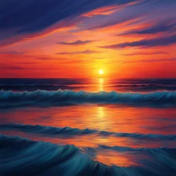 Sunset on the sea. This picture is characterized by attractive colors that give a feeling of comfort