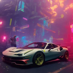 cyberpunk 2077 version of a ferrari 488