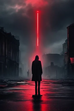 A powerful, thought-provoking image of a solitary, weary figure standing in a desolate, urban landscape. The figure, bathed in a eerie red light, seems to be contemplating the weight of their actions. The tagline 'It is a sin' is displayed prominently, evoking a sense of moral dilemma and guilt. The background features a dark, ominous sky, and the overall atmosphere is haunting and introspective