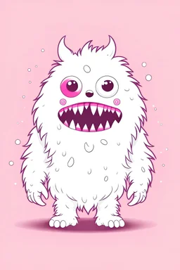 white monster with pink backgrounds